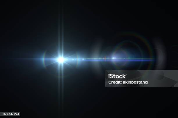 Lens Flare Space Light Abstract Black Background Stock Photo - Download Image Now - Lens Flare, Flare Stack, Light - Natural Phenomenon