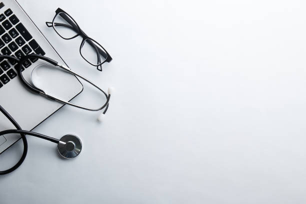istock Medical equipment and technology concept. Laptop and stethoscope. 1127237957
