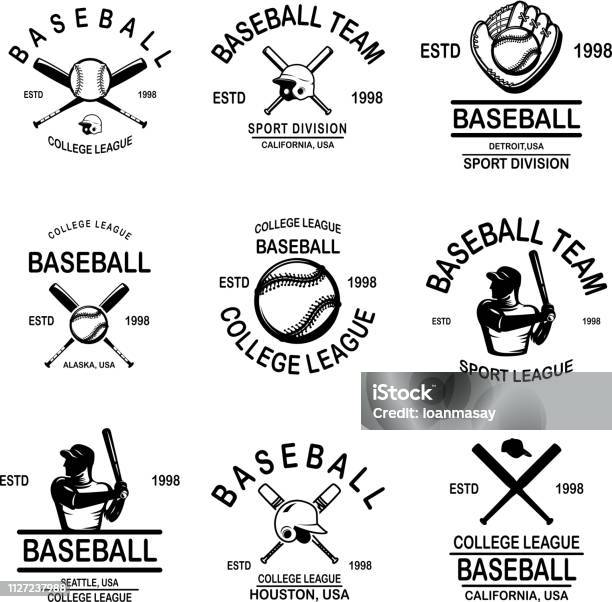 Set Of Baseball Emblems Design Element For Label Sign Poster T Shirt Stock Illustration - Download Image Now