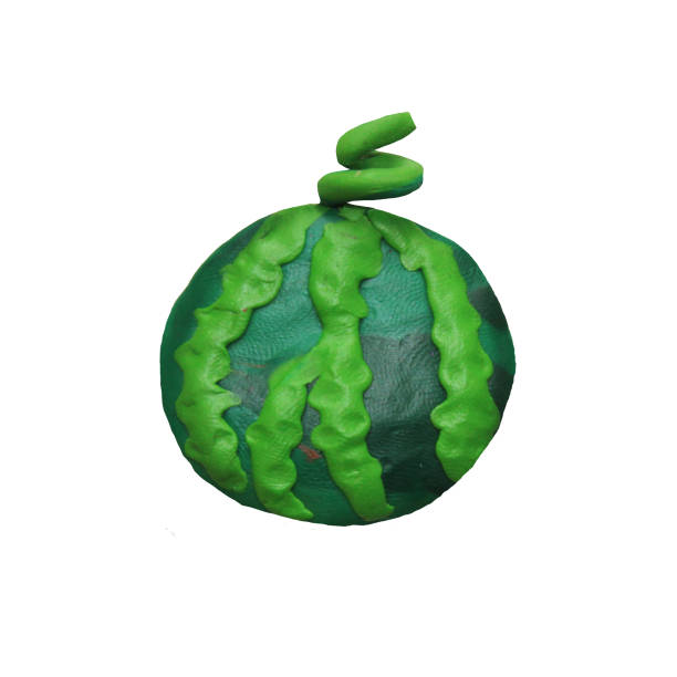 istock Colorful plasticine handmade 3D watermelo berry fruit    icon isolated on white background 1127239666