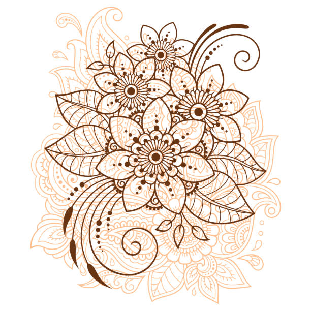 Mehndi flower pattern for henna drawing and tattoo decoration in ethnic  oriental indian style stock illustration - download image now - istock