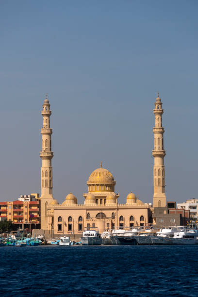 istock Mosque and harbor in Hurghada, Egypt 1127243435