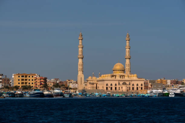 istock Mosque and harbor in Hurghada, Egypt 1127243484