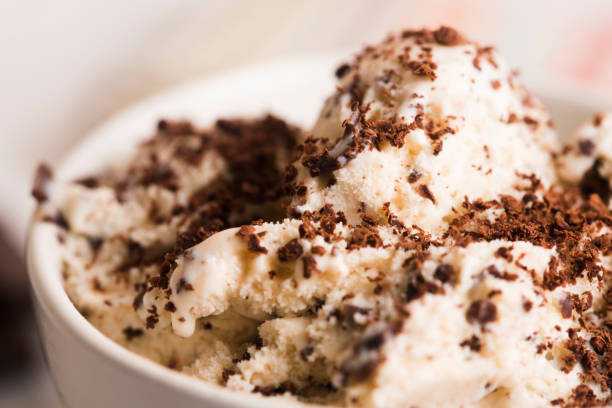 istock Vanilla ice cream with chocolate chips - straciatella. Fresh, sorbet 1127244731