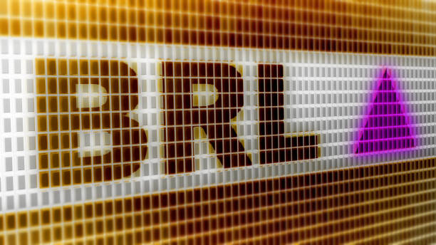 istock Brazilian Real on the screen. 1127245454