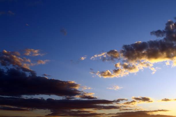 istock beautiful vivid sunset or sunrise cloudy sky for using in design as background. 1127246738