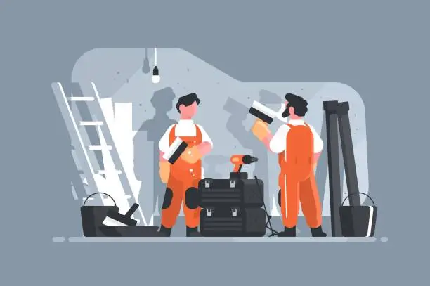 Vector illustration of Apartment repair interior or remodeling