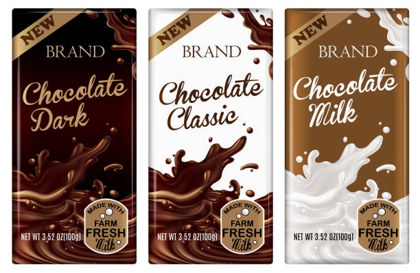 Packaging design chocolate bars. Packing collection for dark, classic and milk chocolate. Highly realistic illustration. vector art illustration