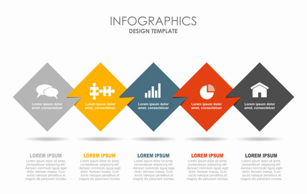 infografik-design-vorlage mit platz für ihre daten. vektor-illustration. - fünf gegenstände stock-grafiken, -clipart, -cartoons und -symbole