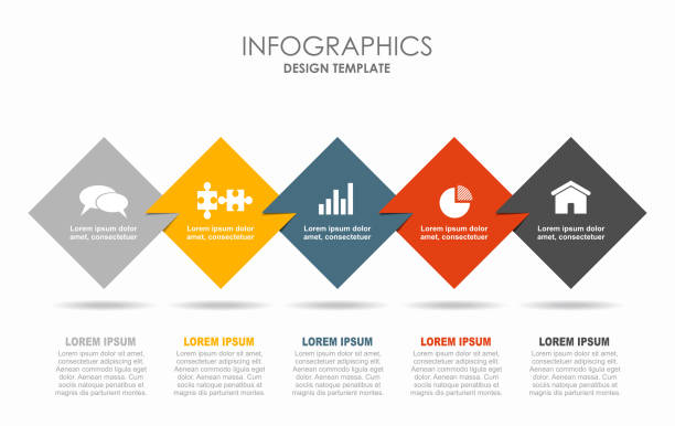 Infographic design template with place for your data. Vector illustration. Infographic design template with place for your text. Vector illustration. five objects stock illustrations