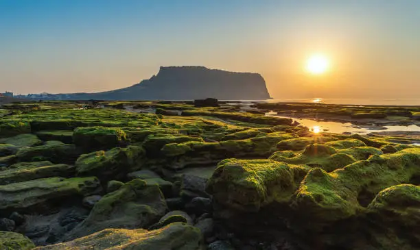 Jeju Island South Korea, Sunrise landscape at Seongsan Ilchulbong