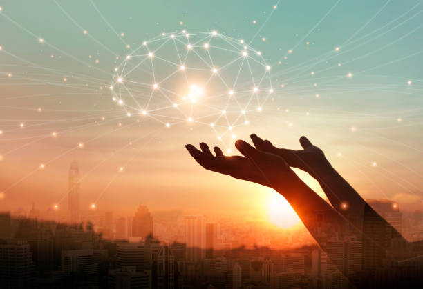 istock Abstract palm hands touching digital brain with network connections, telecommunication, innovative technology in science and communication concept 1127256082