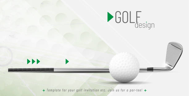 bildbanksillustrationer, clip art samt tecknat material och ikoner med mall för din golf design med exempeltext - golf course