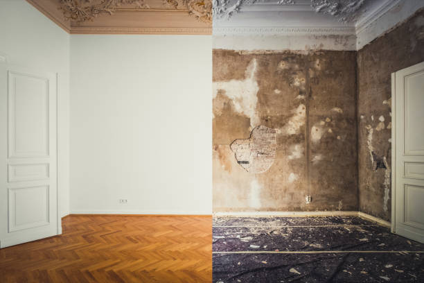 istock apartment room during renovation, before and after restoration /  refurbishment  - 1127257134