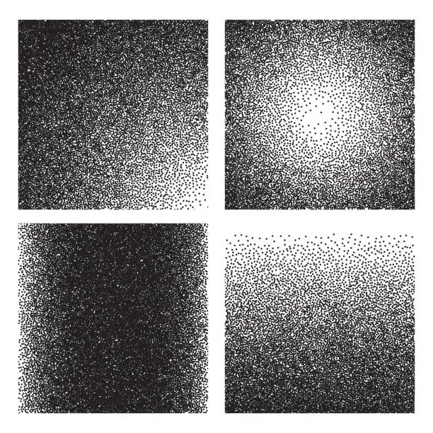 Vector illustration of Grain textures. Sketch gradient printed grainy effect. Halftone sand noise grunge vector backgrounds