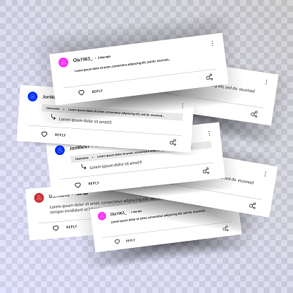 Template of comments. Leave a comment on the video. Reply to comment. template for feedback on the site. To make me like it. Vector illustration isolated on transparent background