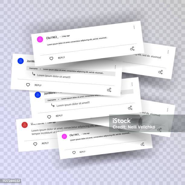 Template Of Comments Leave A Comment On The Video Reply To Comment Template For Feedback On The Site To Make Me Like It Vector Illustration Isolated On Transparent Background Stock Illustration - Download Image Now