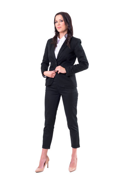 istock Confident elegant beautiful business woman getting ready for work dressing up suit. 1127264216