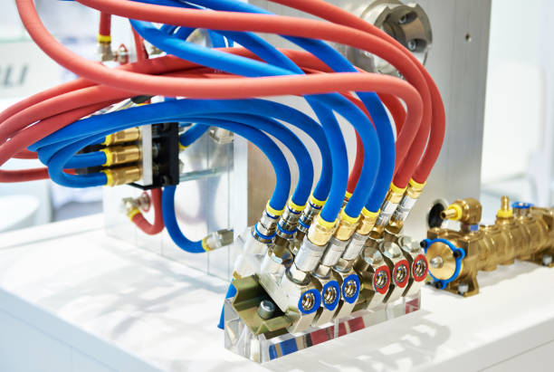 istock Hydraulic equipment with hoses 1127266926