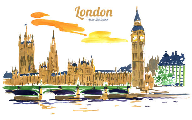 istock London. Watercolor and gouache paintings in vector format 1127267450