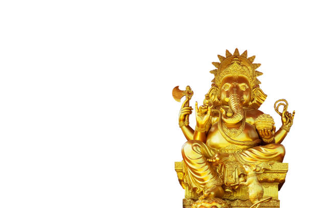 Golden Ganesha separated from the background Golden Ganesha separated from the background ganesha god thailand india stock pictures, royalty-free photos & images