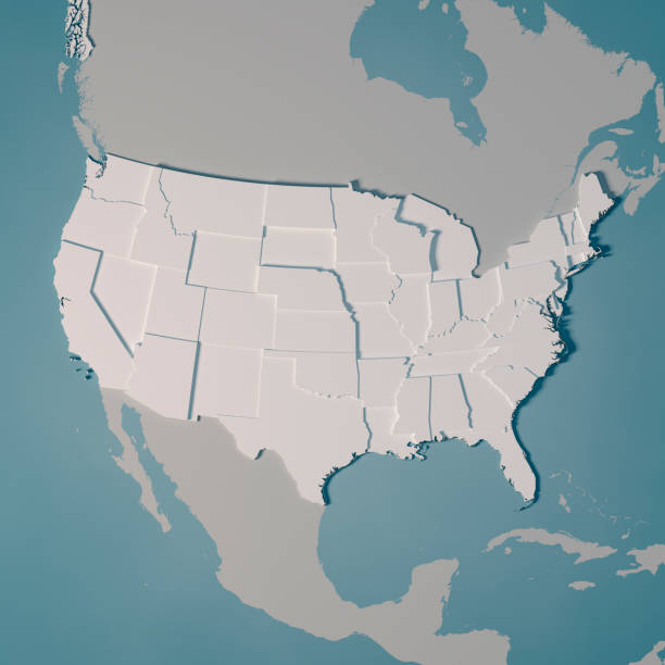 United States Country Map Administrative Divisions 3D Render