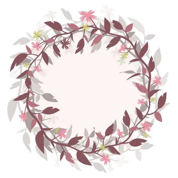 Vector illustration of Round frame wreath. Vector image isolated from the background. Eps 10