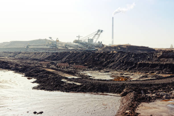 istock Coal mine with bucket wheel excavator. air pollution. 1127273799
