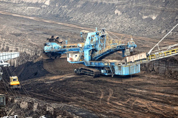 istock Coal mine with bucket wheel excavator. air pollution. 1127273852