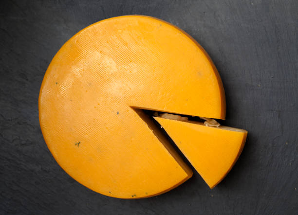 full wheel of semi-hard cheese from Azores, Portugal
