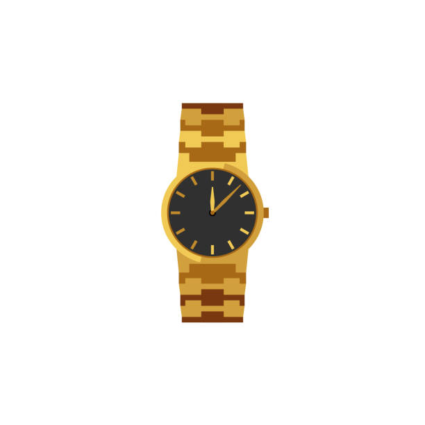 illustrazioni stock, clip art, cartoni animati e icone di tendenza di illustrazione dell'orologio a mano - gold watch