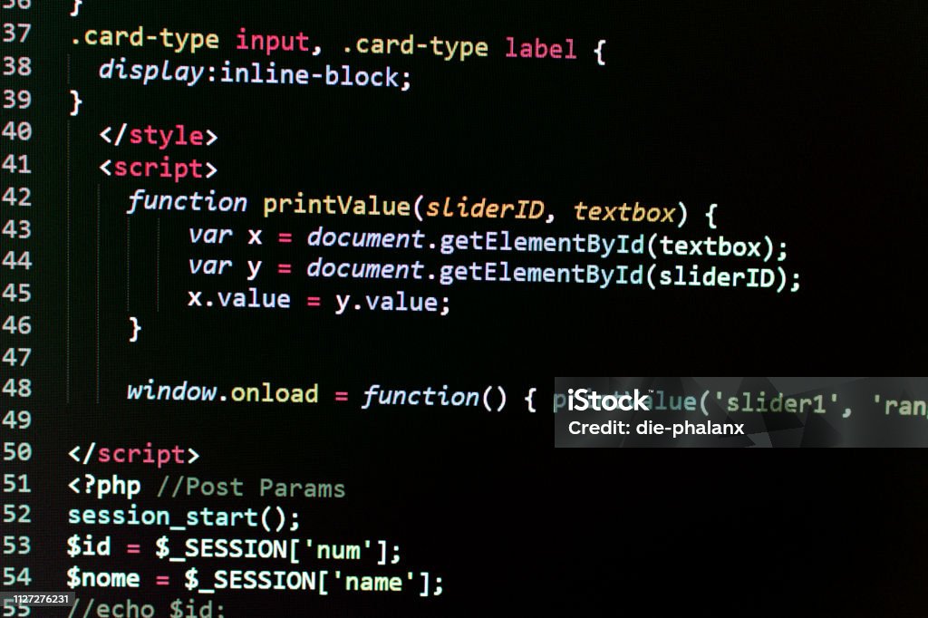 Part Of A Javascript Script On A Php Webpage Stock Photo - Download ...