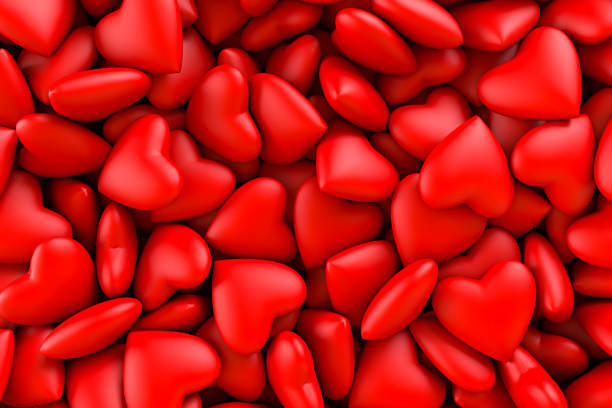 red hearts. background texture of hearts. valentine's day. 3d rendering illustration - february valentines day heart shape love imagens e fotografias de stock