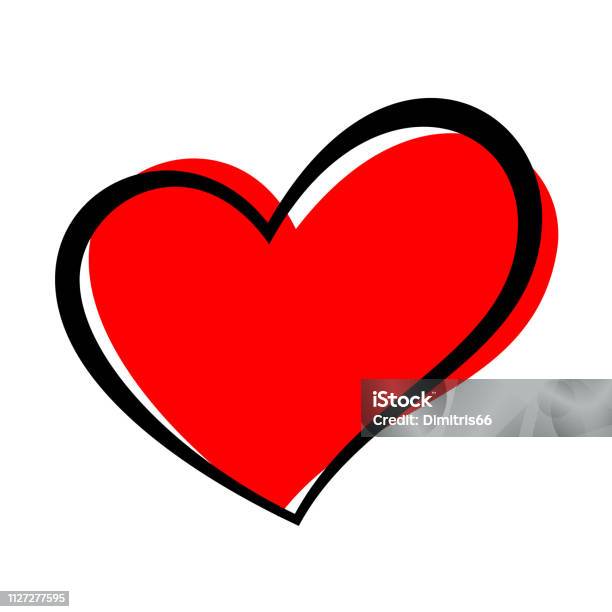Hand Drawn Heart Isolated Design Element For Love Concept Doodle