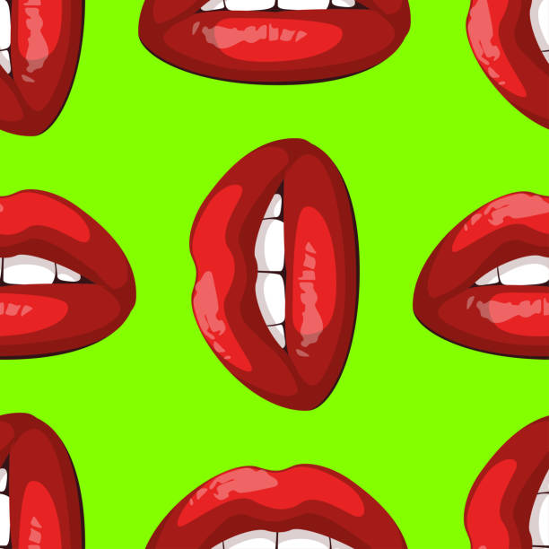 istock Colorful lips seamless pattern, pop art background, vector illustration, lipstick kiss. Fashion wallpaper texture. 1127278970