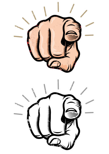 grunge zeigenden finger abbildung - zeigen stock-grafiken, -clipart, -cartoons und -symbole
