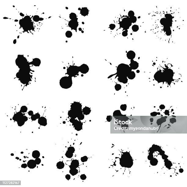 Vecteur Série De Taches Dencre Noire Vecteurs libres de droits et plus d'images vectorielles de Encre - Encre, Peinture, Barbouillé