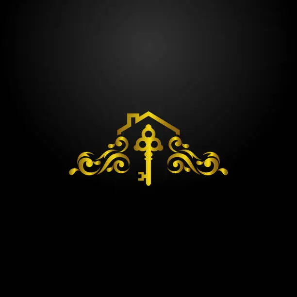 Vector illustration of Luxury Real Estate Agent key Logo