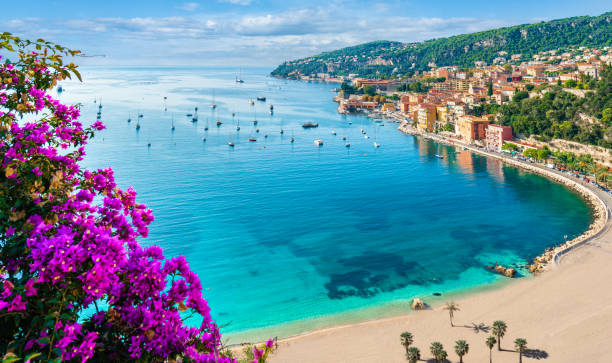 Villefranche sur Mer, French Riviera coast French Riviera coast with medieval town Villefranche sur Mer, Nice region, France nice france stock pictures, royalty-free photos & images