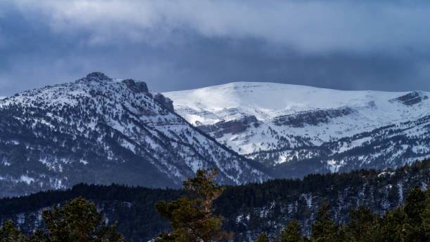 istock Winter landscape with mountains in background 1127283689