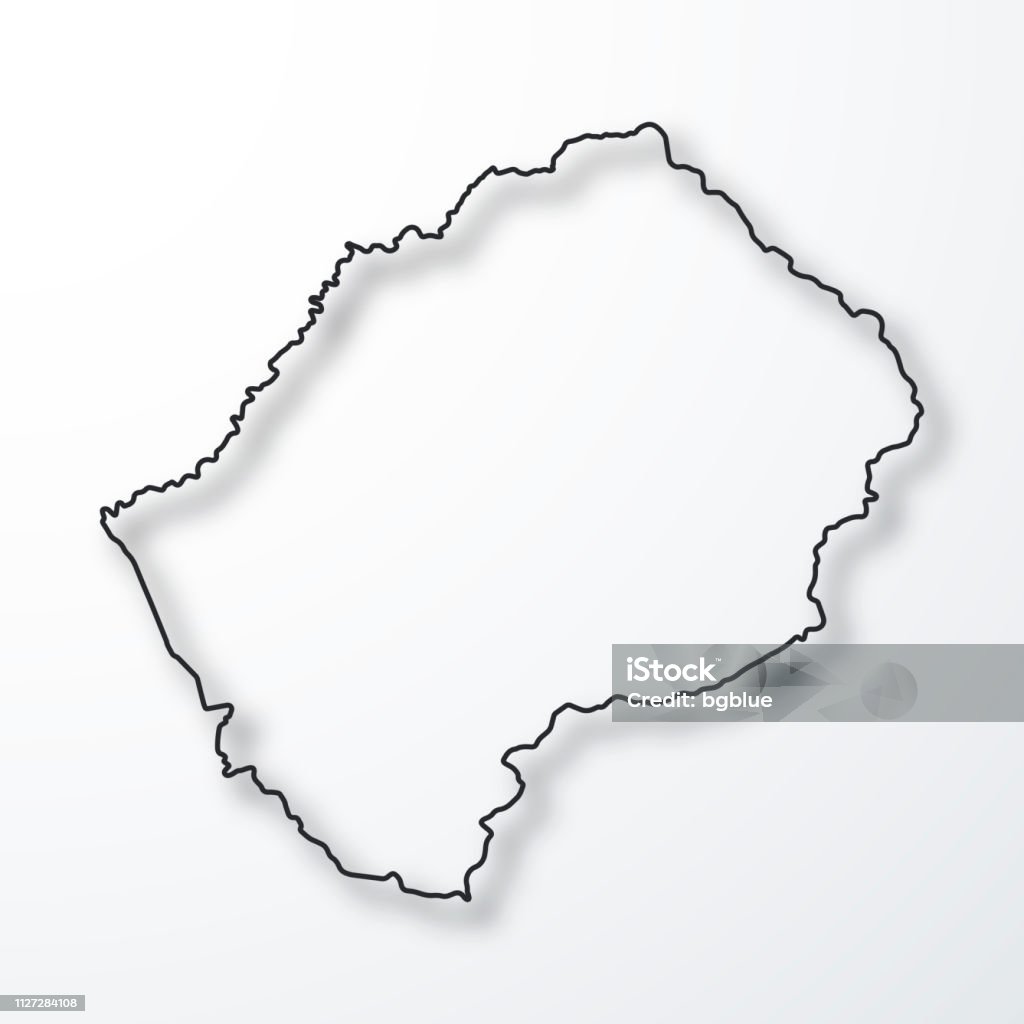 Lesotho map - Black outline with shadow on white background Map of Lesotho created with a thin black outline and a shadow, isolated on a blank background. Vector Illustration (EPS10, well layered and grouped). Easy to edit, manipulate, resize or colorize. Please do not hesitate to contact me if you have any questions, or need to customise the illustration. http://www.istockphoto.com/portfolio/bgblue Abstract stock vector