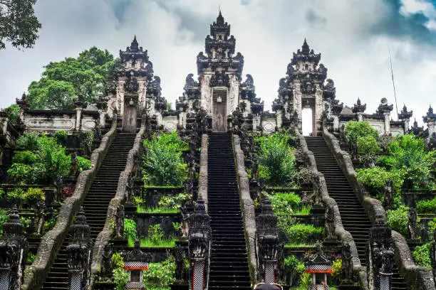 Photo of Ladders in Pura Lempuyang Luhur temple on Bali, Indonesia