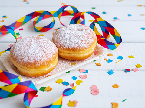 Close-up of carnival donuts, carnival decoration