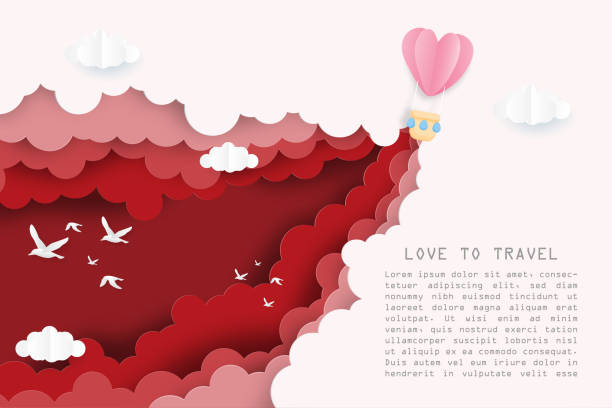 ilustrações de stock, clip art, desenhos animados e ícones de creative illustration love to travel valentine's day concept. - vector valentine card craft valentines day