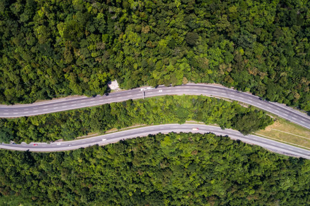 istock Top View of Landscape - Road and Forest 1127289288