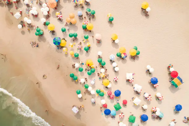 Photo of Aerial View of Guaruja Beach in Sao Paulo, Brazil