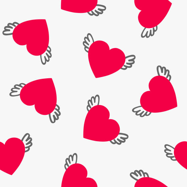 The love Seamless pattern with red hearts vector art illustration