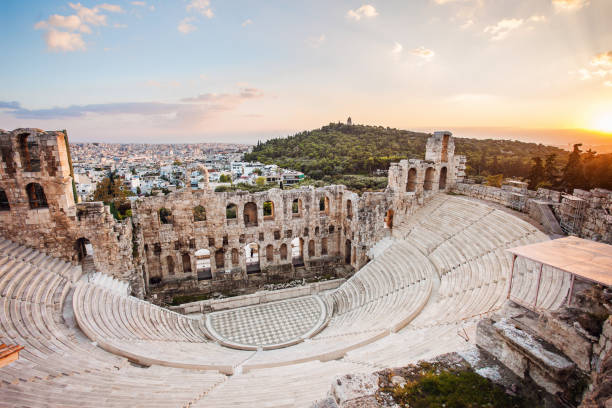 The Odeon of Herodes Atticus in Acropolis. Athens, Greece Acropolis, Athens, Greece plaka athens stock pictures, royalty-free photos & images