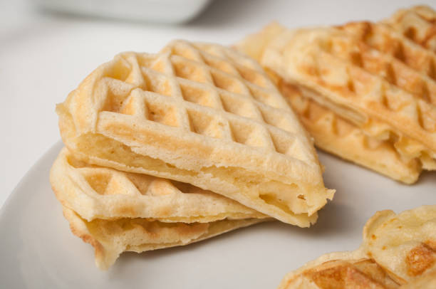 istock waffle in shaped heart in a white plate 1127300974