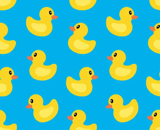 Vector illustration of Seamless pattern with Yellow duck